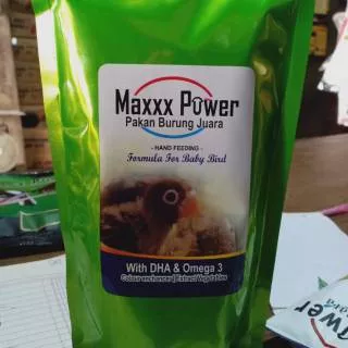 maxxx power 250gr bubur loloh dha omega3 pakan lolohan anak burung murai lovebird dll