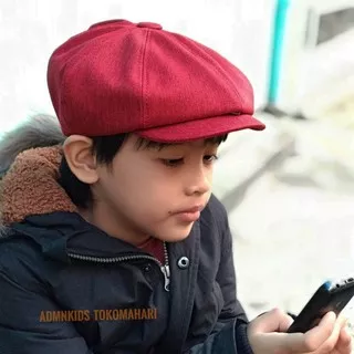 Topi newsboy anak bahan wool / newsboy / topi pet / topi jamur / flatcap anak