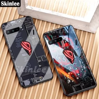 Skinlee for ASUS RogPhone 3 Rog 5 Rog 5S Pro Ultimate Explorer Version Theme Case Tempered Glass Protector Cover for ASUS Rog 3 2 5 Pro Casing Clear Circuit Board Design Full Coverage Housing