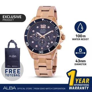 ALBA Jam Tangan Pria AT3904X1 Quartz Stainless Steel Rose gold Watch
