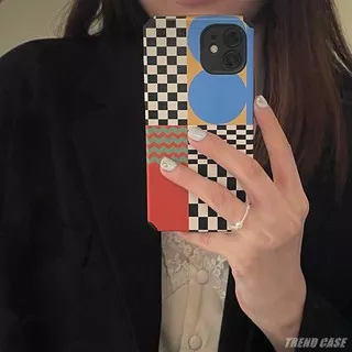 Vintage checkerboard pattern Phone Case For iPhone 12 mini 11 Pro Max X XR XS Max SE 2020 7 8 Plus Soft Cover
