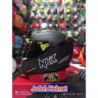 NHK HELM RX9 SOLID BLACK DOFF|MATT+VISOR IRIDIUM+SPOILER PAKET GANTENG