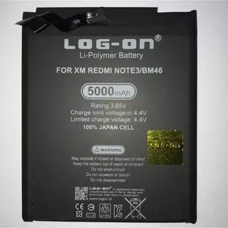 LOG ON Battery Batre Xiaomi Dobel power BM46 Xiaomi Redmi Note 3 BM 46 Log on