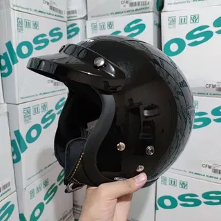 HELM CARGLOSS RETRO ARMY BLACK HELM KLASIK HELM VESPA HELM BOGO HELM JADUL HELM RETRO CARGLOSS HITAM