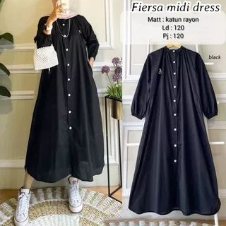 [ TERLARIS ] Fiersa Midi Dress / Long Dress Wanita Terbaru 2021 / Dress Muslim Matt Katun Rayon / Elly Fashion