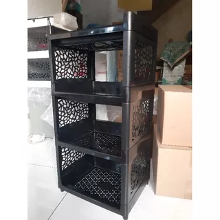 RAK YOYO FULL HITAM 4 SUSUN BISA PILIH WARNA LIHAT DESKRIPSI RAK PLASTIK SERBAGUNA (free bubble wrap dan dilapisi kardus)