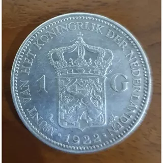 koin kuno, silver coin, koin perak 1 Gulden Wilhelmina 1922