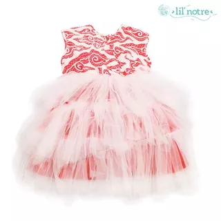 Lil' Notre Dress Batik Anak/Princess Dress Tutu/Isadora Dress/Red/0-3bulan- 4 Tahun