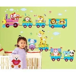 Animals At The Train XY1125 (90x60) - Stiker Dinding / Wall Sticker