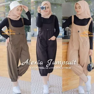 Alexia Jumpsuit Overall Celana Bahan Katun Twill Premium Outfit Wanita Korea Jumbo Big Size