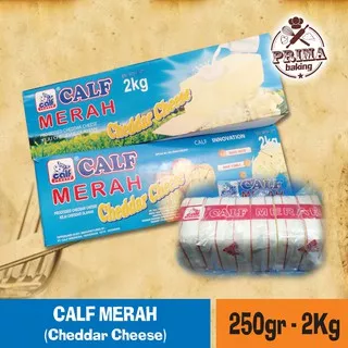 CALF Merah Cheddar Cheese Keju Parut REPACK 250gr