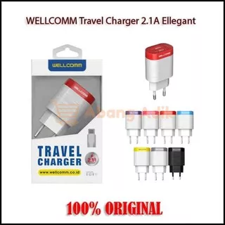 Travel Charger Wellcomm 2.1A Ellegant Dual USB Fast Charge Wellcom