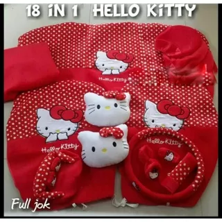 Bantal Mobil / Sarung Jok Mobil / Bantal 18in1 hello kitty merah (head-rest Menyatu)