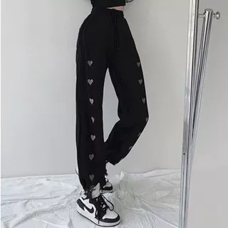 Jogger Sweat Love |  Jogger Pant Wanita Sweat Love Hati | Joger Panjang Training Sporty