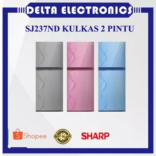 Sharp SJ237ND FB/FP/FW Kirei 2D Blue/Pink/White LEMARI ES 2 Pintu SJ237 ND