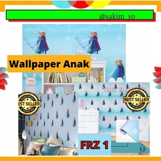 SKM WALLPAPER FROZEN WALPAPER WELPEPER WALL PAPER STIKER STICKER SETIKER DINDING MOTIF PRINCESS FROZEN ELSA ANNA ANA OLAF DISNEY BIRU WALLPAPER DEKORASI RUMAH TEMBOK RUANG TIDUR ANAK ANAK BABY FROZEN MURAH 10466