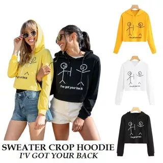 MichelleStore Sweater Wanita Crop Hoodie I`v Got Your Back