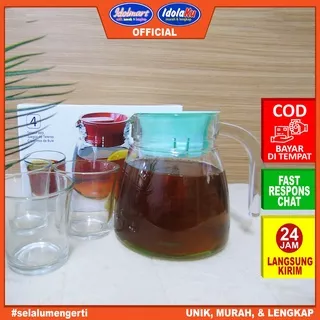 IDOLAKU Teko Set Mini Kimglass - Teko plus Gelas 4in1 - Teapot Kaca IDOLAKU SEMARANG