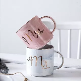 MUG KERAMIK MR and MRS | NORDIC PINK MARBLE MUG | NORDIC TABLEWARE | MUG CCOUPLE | MUG HADIAH WEDDING | KADO PERNIKAHAN