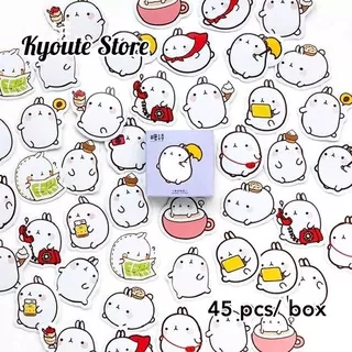 45 pcs Sticker Cute Baby Molang Rabbit Bunny Kelinci Kartun Scrapbook DIY Bujo Journal Art Diary