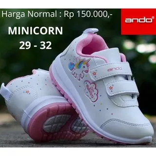 SEPATU SEKOLAH ANDO MINICORN PUTIH ORIGINAL, SEPATU SNEAKER ANAK PEREMPUAN SEPATU SPORT RUNNING CASUAL PUTIH RINGAN