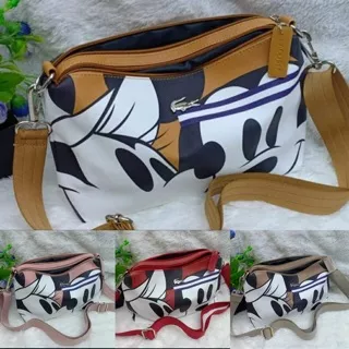 Lacoste mickey mouse sling bag / tas selempang lacoste mickey mouse 2 ruang