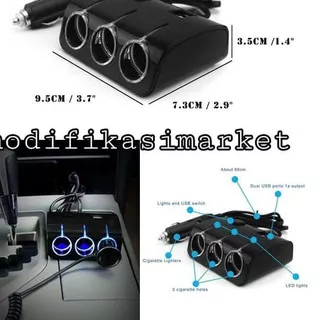 ?? FD67 ¼¼ CHARGER MOBIL USB LIGHTER CAR CHARGER 3 IN 1 DAN 2 USB PORT DENGAN LED SUPER MEWAH TERLAR