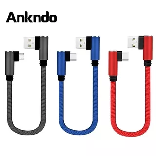 Ankndo 0.25m USB Type C Short Cable 90 Degree Phone Charger Cord Data Sync 25cm Mini Micro USB Data Cable For Powerbank Laptop Charge Cable Wire