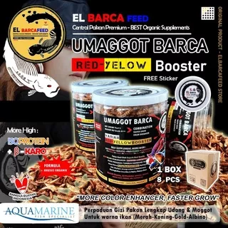 El Barca UMAGGOT BARCA - RED YELLOW BOOSTER Untuk Channa Louhan Pbass Arowana Oscar Koi dll EL BARCA FEED STORE Aquamarine Fish