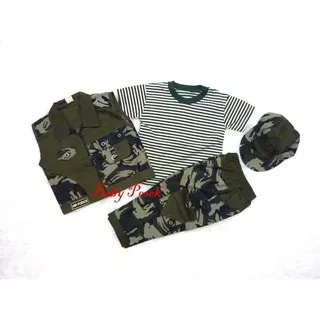 Kostum Anak-Asuhs0 Setelan Baju Anak Army Tentara Abri Profesi Rompi Cp Size Besar - Size 3