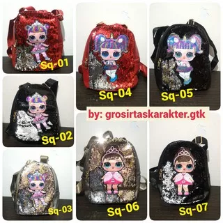 SEQUIN BAG Tas Fashion Anak Perempuan LOL Surprise Manik Payet 25cm HNB Backpack Ransel Anak Import