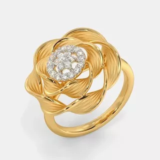 Cincin Berlian Mawar Baru di Eropa dan Amerika Cincin Keterlibatan Emas Kuning 18 K ai2-2714