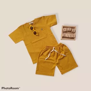 MEGUMI SET BASIC TEE POCKET YELLOW