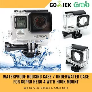 Dazzne Waterproof Housing Case For GoPro Hero 4 / Hero 3 / Hero 3+ / Hero 3 Plus - DZ-307 Underwater Casing Flat Button Gopro Hero4 Silver dan Black Series
