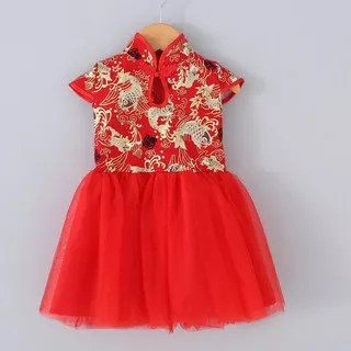 littlekiddoss CH2104 Dress Cheongsam Anak Dress Tutu Imlek Baju China Anak Import [KODE BARANG 36]