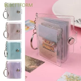 BEBETTFORM 1PC Receipt Holder Stationery Mini Photo Albums PVC 2 Inch Photos Holder Accessories Portable Key Chain Jewelry Pockets For Photos Cards/Multicolor