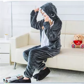 BAJU ONESIE KOSTUM SHARK ABU ABU DEWASA DAN ANAK IKAN HIU PIYAMA COSPLAY BAJU TIDUR IMPOR