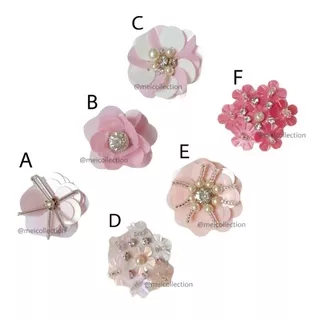 payet rangkai bunga kebaya leher pinggang dada selendang warna pink light pink doff dusty 3cm kompilasi