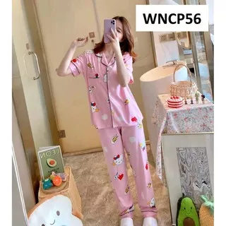 Piyama Wanita Baju Tidur Wanita Lengan Pendek Celana Panjang Hello Kitty Pink - WNCP56
