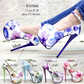 Sepatu high heel motif bunga premium - high heels opentoe shoes - sepatu pesta kondangan K0366