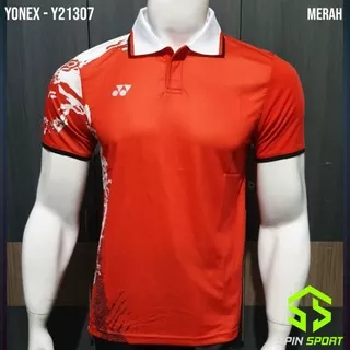 [Y21307 Merah] Baju badminton Berkerah Yonex Import Premium China National Team Kaos Bulutangkis Jersey Olahraga Sport Pakaian Pria Laki Laki Cowok 21307 Tshirt Sport Shirt Bulu Tangkis Kerah