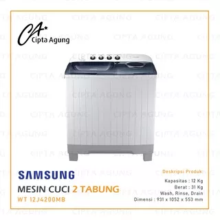 MESIN CUCI 2 TABUNG 12 KG SAMSUNG WT 12J4200 MB WT12 TWIN TUB DYNAMIC PULSATOR [BDG]