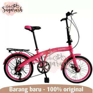 Sepeda Lipat EVERGREEN 20 Inch 7 Speed Disc Brake Murah Sepeda Lipat Cewek Wanita Perempuan