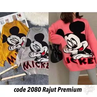 SWEATER RAJUT GUCCI MICKEY VARIAN MUSTARD ABU DAN PINK MODEL OVERSIZE PREMIUM IMPORT