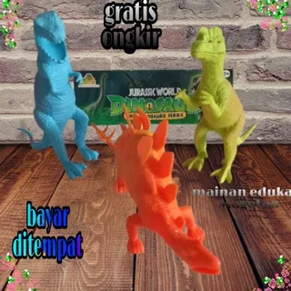 Mainan Dinosaurus Karet Besar 1 bungkus Isi 3 Pcs