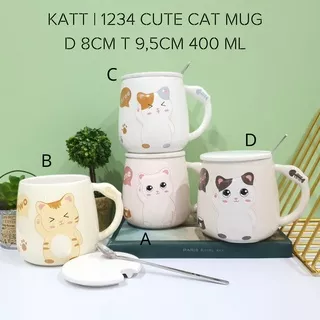 KATT | CUTE CAT | MUG KERAMIK KUCING 1234 | GELAAS KOPI KUCING LUCU | GELAS HADIAH