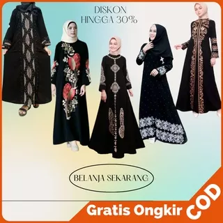 Abaya Bordir Dubai Bahan Arab Saudi Jet black Hitam Turkey Pakaian Long Dress Baju Gamis Abaya Bordir Turkey Gaun Home Pesta Drees India Wanita Muslim Dres Kondangan Muslimah Wedding Party Casual Dress Deres Wanita Muslim Pesta Elegan Dan Mewah Modern