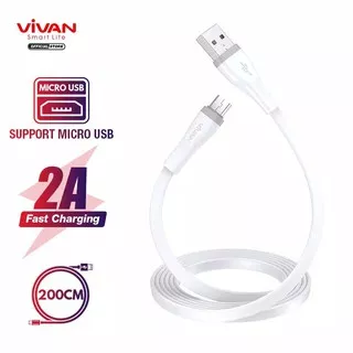 Kabel Data USB Micro SM30S SM100S SM200S VIVAN Fast Charging 2A Flat Design Android