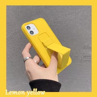 Fashion lemon yellow creative telescopic phone holder Anti-fall Phone Case For iPhone 13 12 Pro Max Case i11 Pro IX XS Max XR iPhone 6 6s 7 8 Plus Case Silicone Nonslip Full Soft Cover