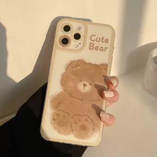 Soft Case Pelindung Motif Beruang Coklat Untuk Iphone 13 12 11 Pro Max X Xs Max Xr 7 8 Plus
